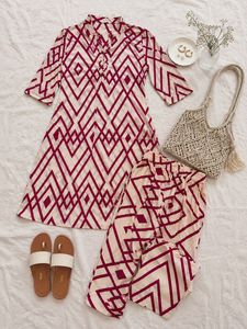 💗Pink & Cream Geometric Co-ord Set 💗