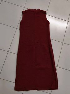 Burgundy Sleeveless Midi Dress