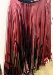 Maroon Aesthetic Skirt with Abstract Print