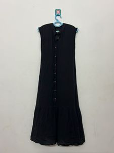 Classic Black Button-Down Maxi Dress