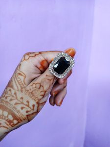 Black Stone Ring Beautifully Designed With Diamonds *PARCEL OPENING VIDEO IS MUST*
