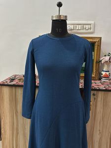 Blue Long Sleeve Midi Dress