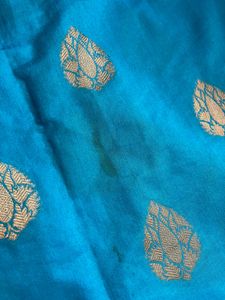 Vibrant Blue Silk Saree with Pink Border