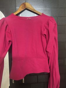 Hot Pink Puff Sleeve Top