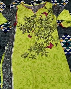 Vibrant Green Floral Print Kurta