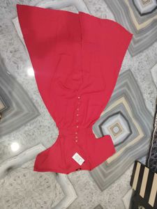 Chic Red Button-Down Midi Dress
