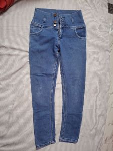 High Waisted Blue Denim Jeans