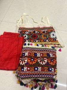 Embroidered Ethnic Skirt with Tassels
