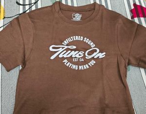 The souled store brown crop tshirt top