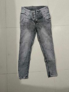 High-Waisted Acid Wash Skinny Jeans