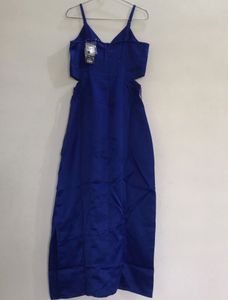 Navy Blue Satin Dress