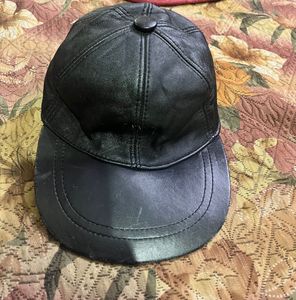 Carhartt Black Leather Baseball Cap