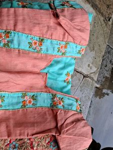 Beautifully Embroidered Teal Saree