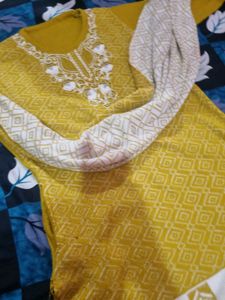 Elegant Mustard Yellow Woolen Salwar Suit Set with