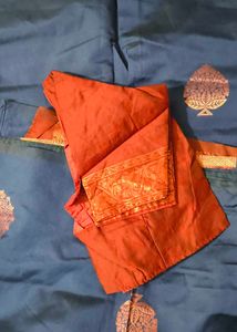 Blue &amp; Red Silk Saree