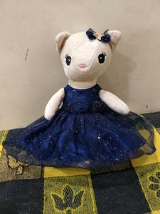 Collectible Sparkly Blue Dress Cat Plush Toy