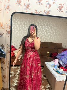 Stunning Red Embroidered Ethnic Gown❤️🎀🦋