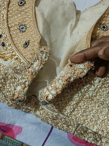 Gold And Cream Colour Work Blouse