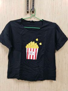 Popcorn Graphic Black T-Shirt