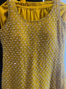 Mustard Embellished Kurta Set