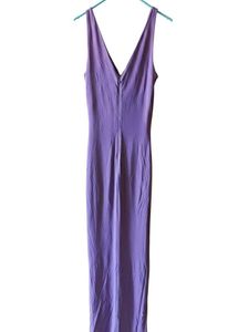 Elegant Purple Cowl Neck Midi Dress