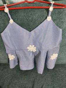 Striped Crochet Handwork Tank Top