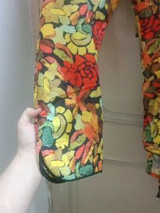 Colorful Floral Kurta Set with Tassel Detail