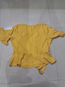 Yellow Polka Dot Wrap Top