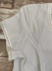 Elegant White Blouse with Intricate Detailing - XL