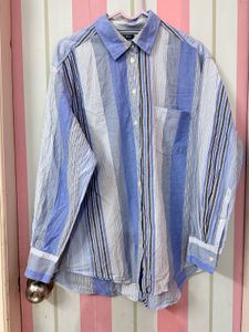 GAP Blue Striped Oversized Shirt
