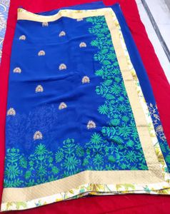 Elegant Blue &amp; Green Saree