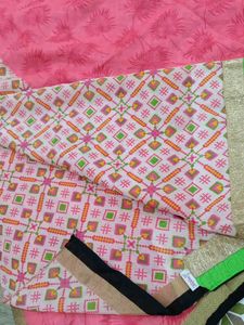 Pink cotton saree