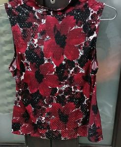 Alfani Women's Red Black Floral Sleeveless Top