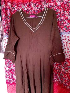 Khushq Brown V-Neck Dress