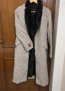 Faux Fur Collar Single Breasted Overcoat