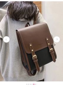 Stylish Leather &amp; Canvas Backpack