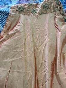 Elegant Peach Embroidered Gown
