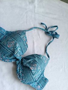 Teal Tribal Print Bikini Top