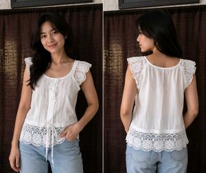 White Lace Trimmed Top