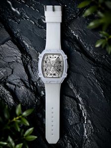 Stylish White Skeleton Watch