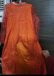 Orange &amp; Floral Indian Dress