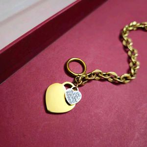 Chunky Gold Heart Locks Anti Tarnish Bracelet