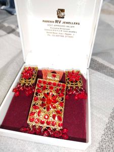 Red Stone Necklace and Earring Set