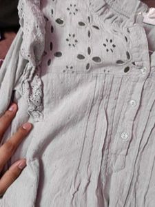 Sheer Eyelet Yoke Blouse