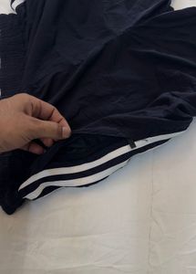 Navy Sports Shorts with Side Stripes