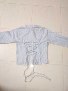 Striped Corset Button-Down Shirt