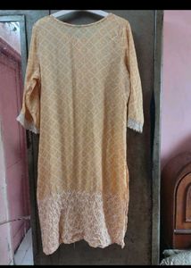 Peach Printed Kurta with White ant
