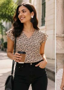 Cream printed Top