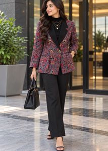 Vintage Floral Double-Breasted Blazer