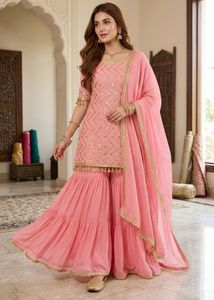bollywood style Pink Sharara Suit for girl /woman